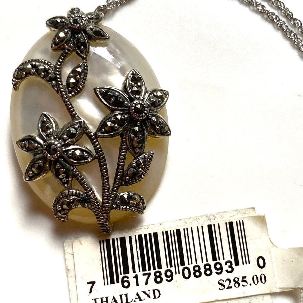 Genevieve & Grace Sterling Silver and Marcasite Necklace - Picture 5 of 5